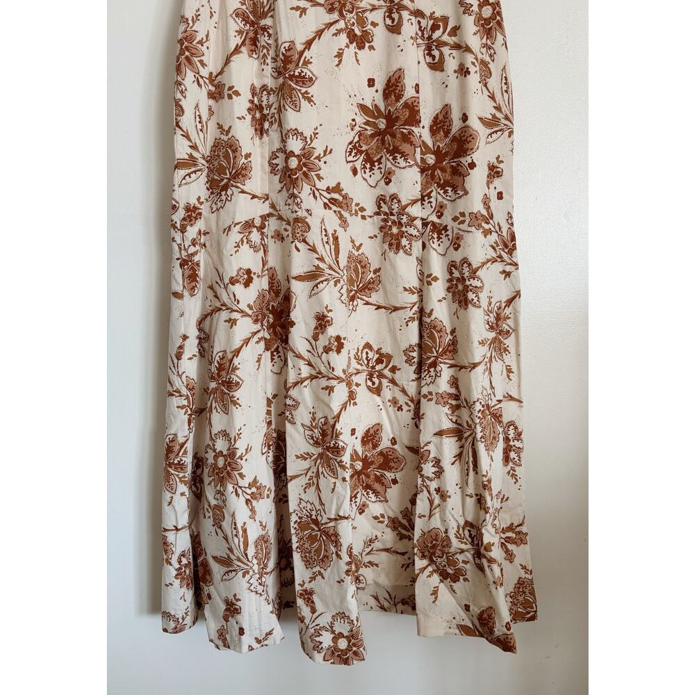 Tan Brown Abercrombie Puff Sleeve Floral Poplin Midi Dress S - Picture 4 of 8